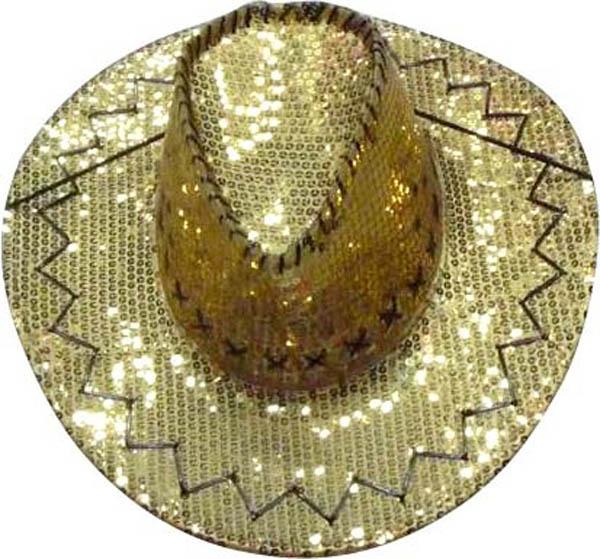 Chapeau Cow Boy Paillettes Or pas cher