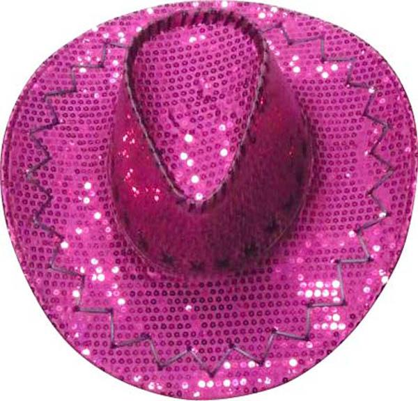 Chapeau Cow Boy Paillettes Rose pas cher