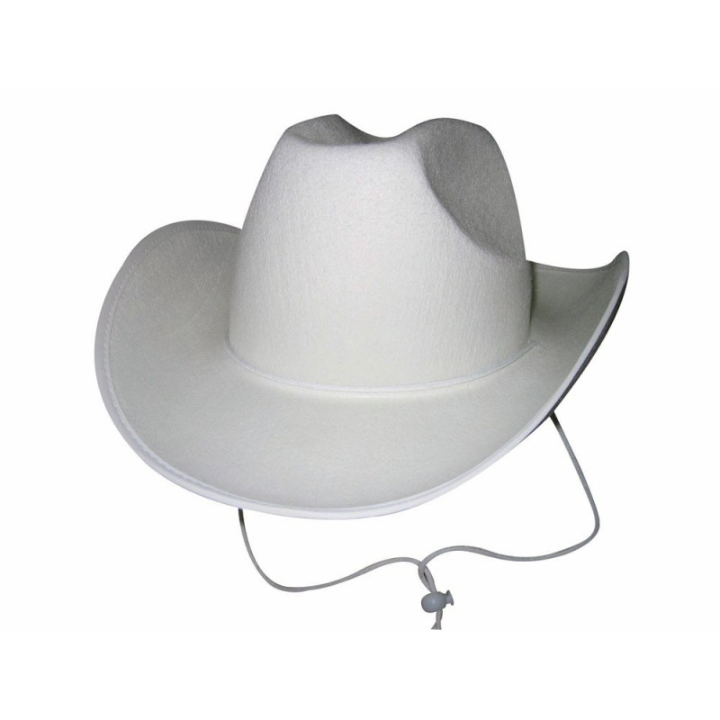 Chapeau cowboy blanc pas cher avec cordelette