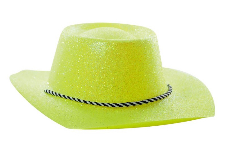 Chapeau cowboy jaune à paillettes pas cher