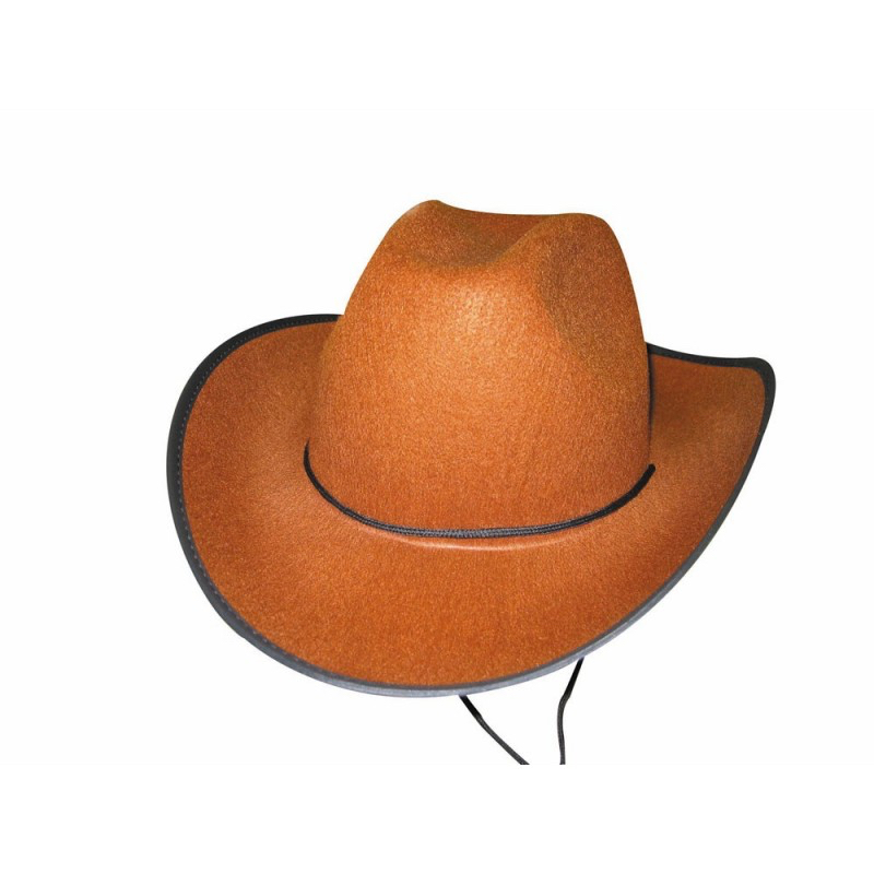 Chapeau cowboy marron pas cher avec cordelette
