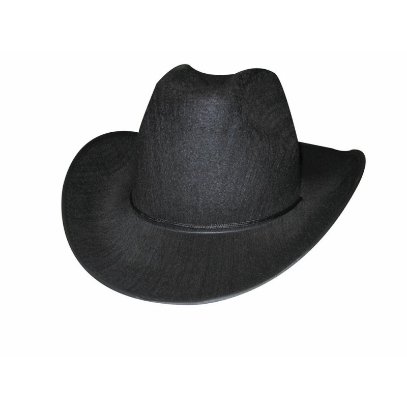 chapeau cowboy noir pas cher avec cordelette