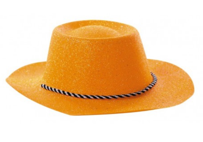 Chapeau Cowboy Orange à paillettes pas cher