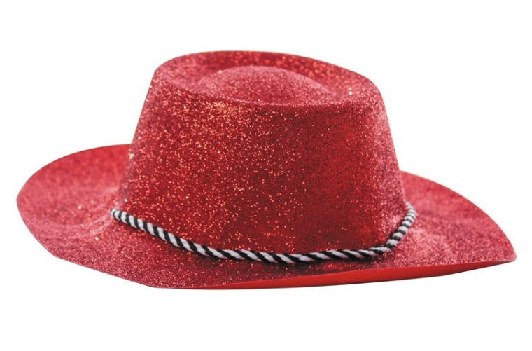 Chapeau cowboy rouge à paillettes pas cher
