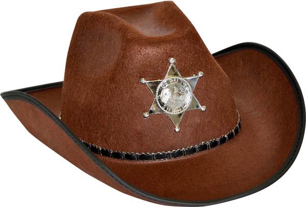 Chapeau cowboy shérif marron pas cher pour adulte