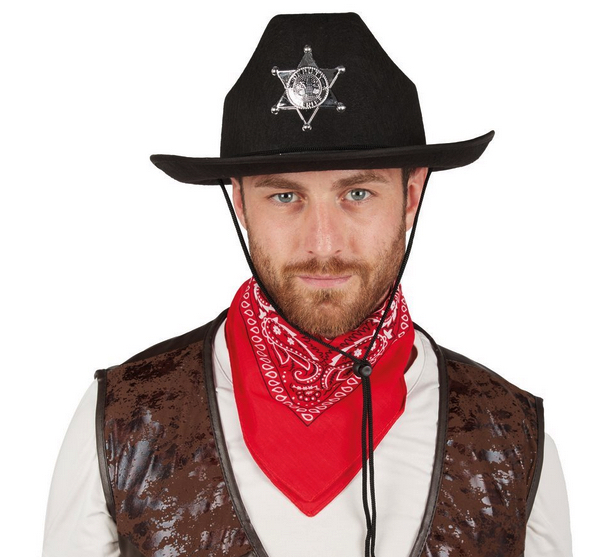 Déguisement : Chapeau de Cow-boy shérif noir