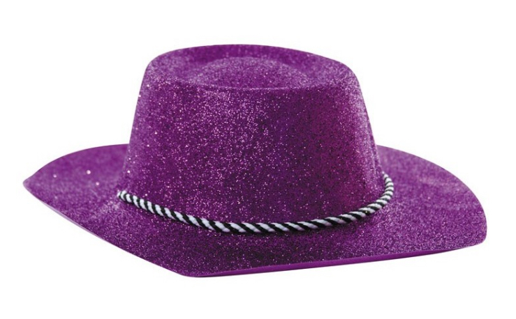 Chapeau cowboy violet à paillettes pas cher