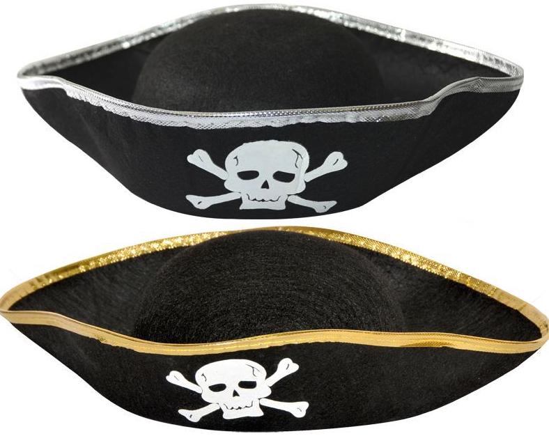 Chapeau de Pirate adulte noir avec bordure pas cher