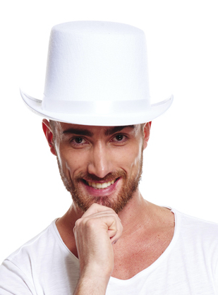 Chapeau haut de forme blanc en feutrine pas cher