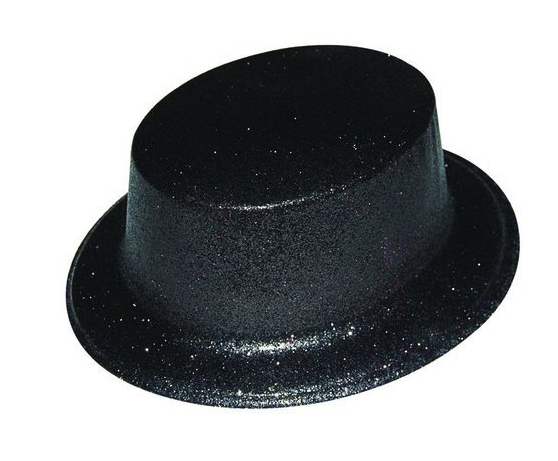 Chapeau haut de forme Noir pailleté plastique pas cher