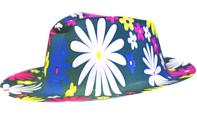 Chapeau hippie fleuri en plastique pas cher