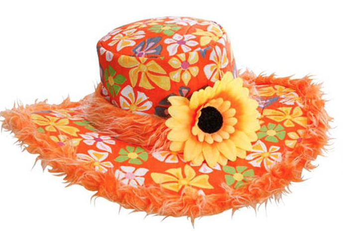 Chapeau hippie orange adulte pas cher