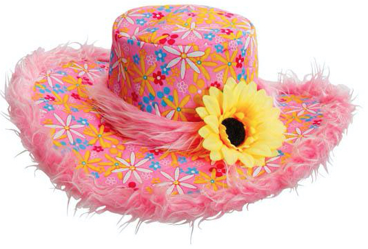 Chapeau hippie rose fleuri pas cher