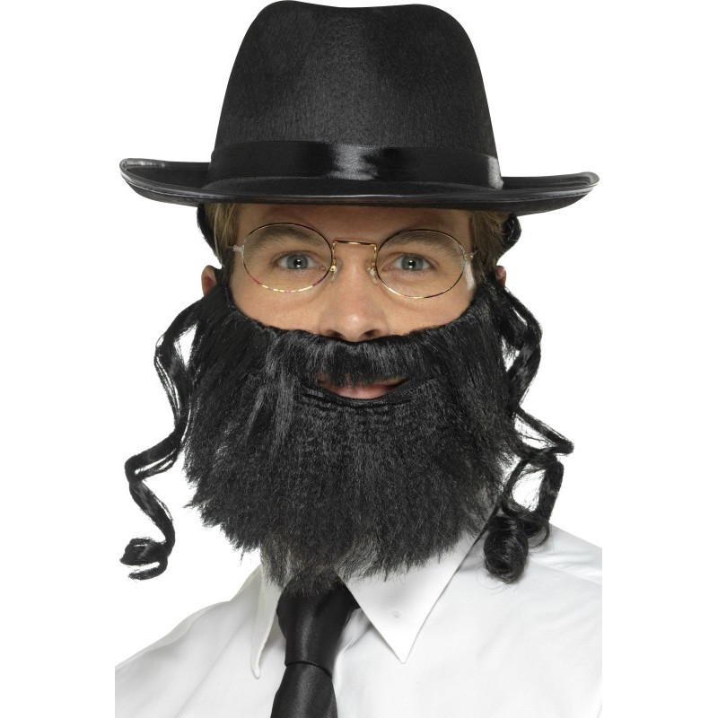 Chapeau Rabbin avec papillottes barbe et lunettes pas cher