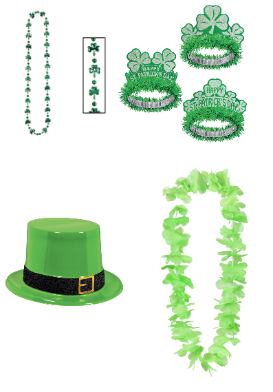 Accessoires Saint Patrick  : Chapeaux, colliers pour 50 personnes