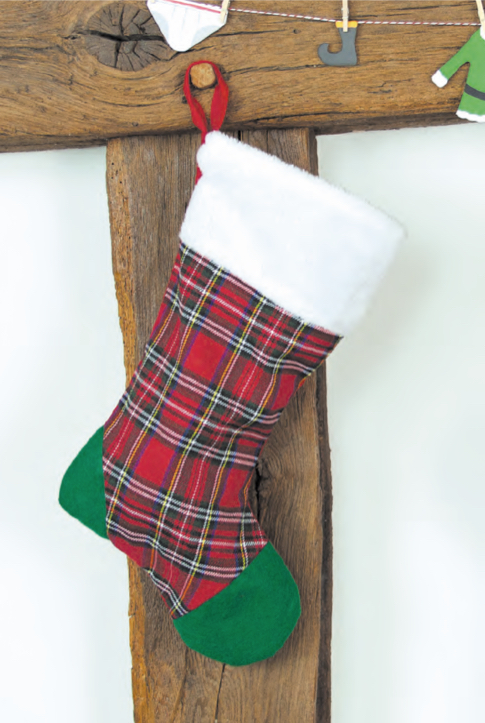 chaussette de noël en tartan de 42 cm pour décoration