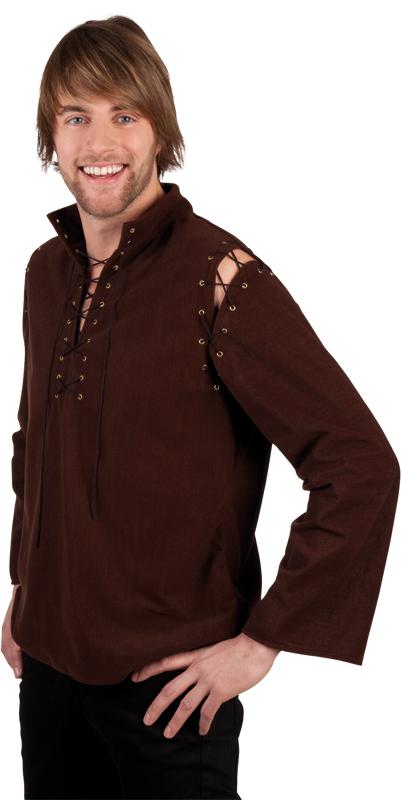 Chemise médiévale gabardine marron pas cher