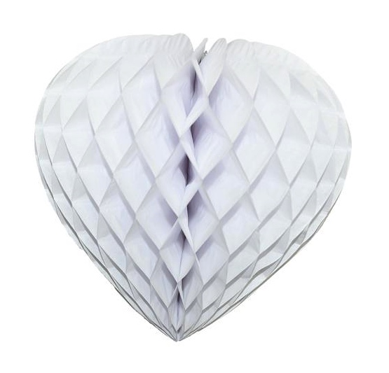 Coeur en papier alvéolé de couleur blanc pas cher