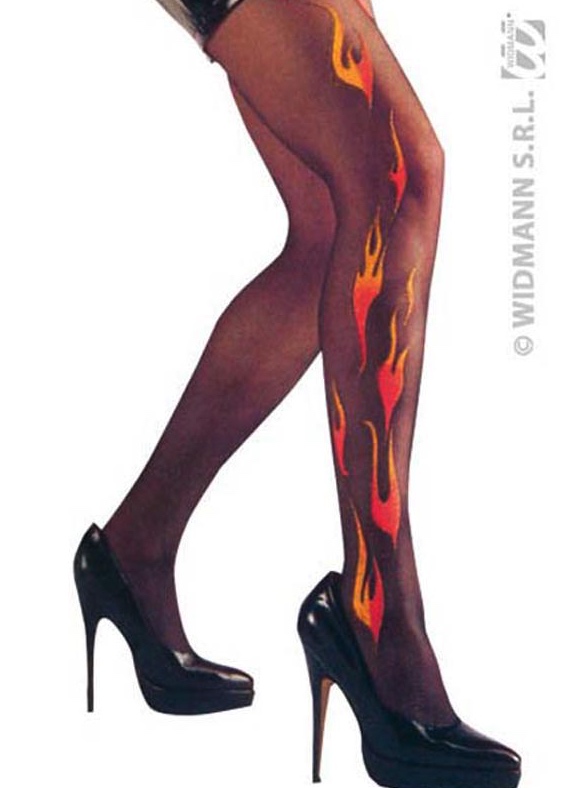 Collants noirs décor flammes pas cher