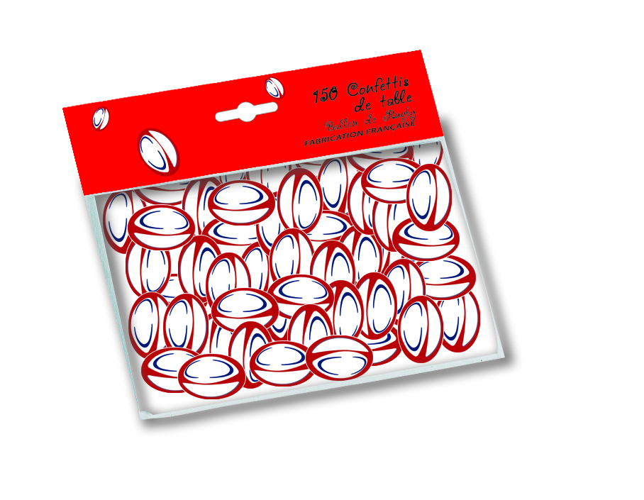 confettis de table ballons de rugby rouge pas cher