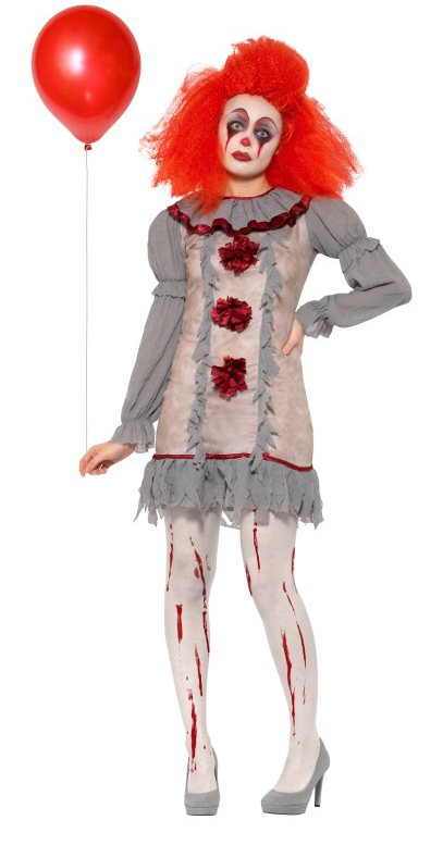 Costume femme clown gris et rouge pas cher