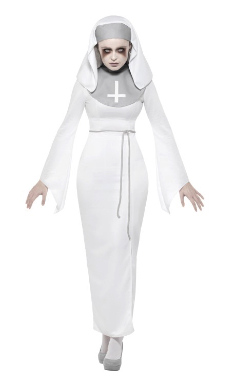 Costume femme nonne d'asile hanté blanc pas cher