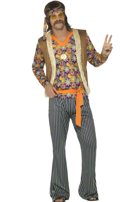 Déguisement hippie motif rouge homme