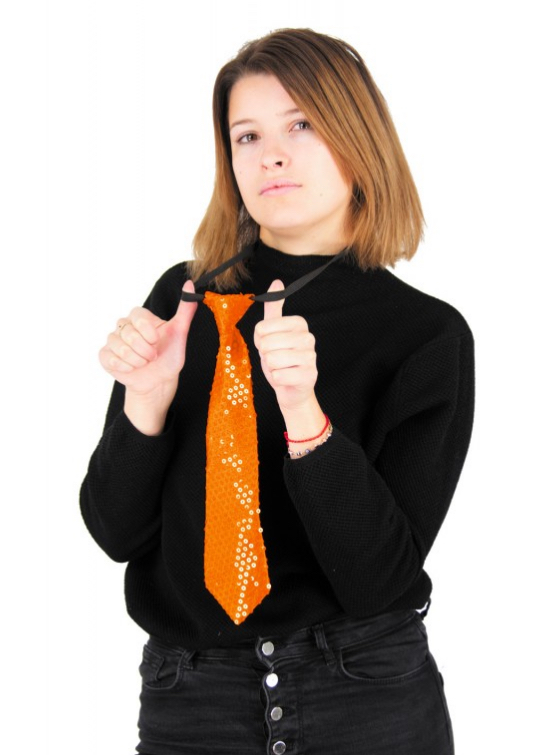 Cravate Sequin Disco Orange pas cher