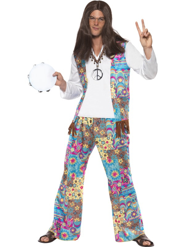 Déguisement Hippie motifs colorés Homme pas cher