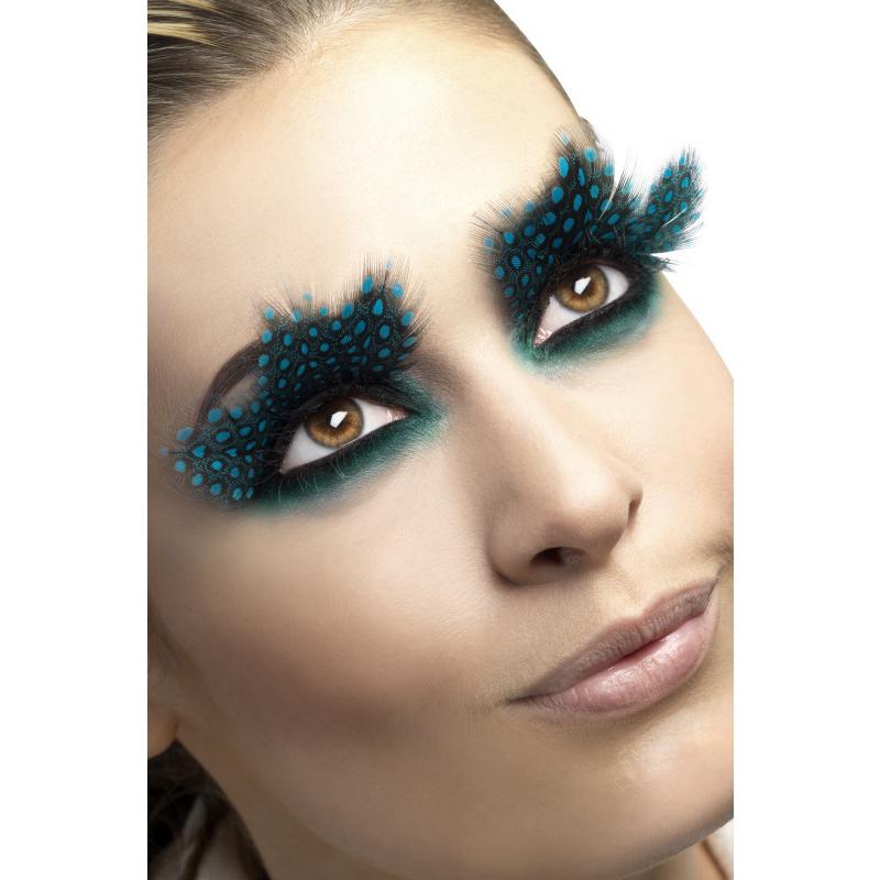 Faux Cils Plumes Pois Turquoise pas cher