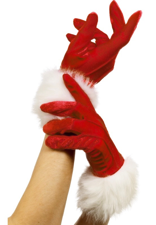 Gants miss santa velours et fourrure pas cher