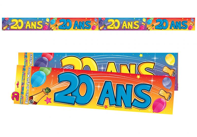 Guirlande bannière anniversaire 20 ans pas cher