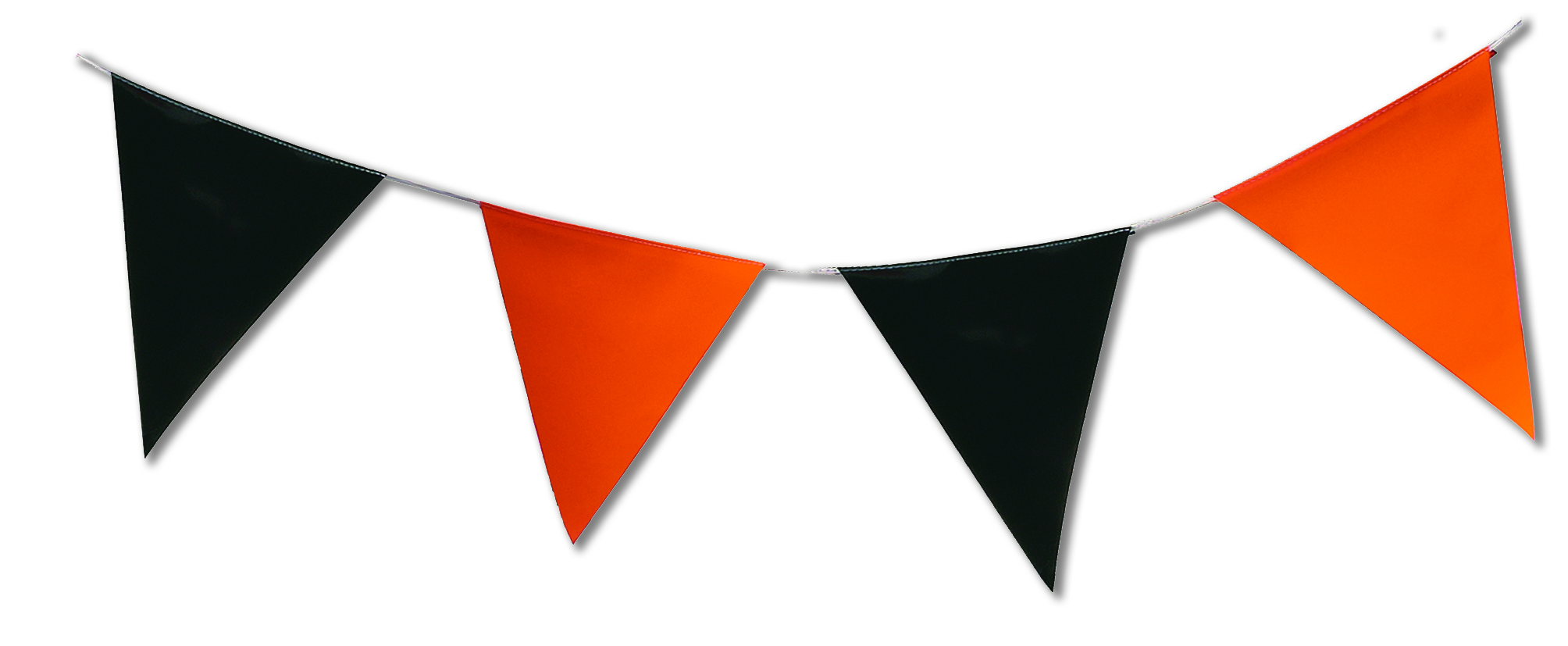 Guirlande fanions orange et noir triangulaire en plastique
