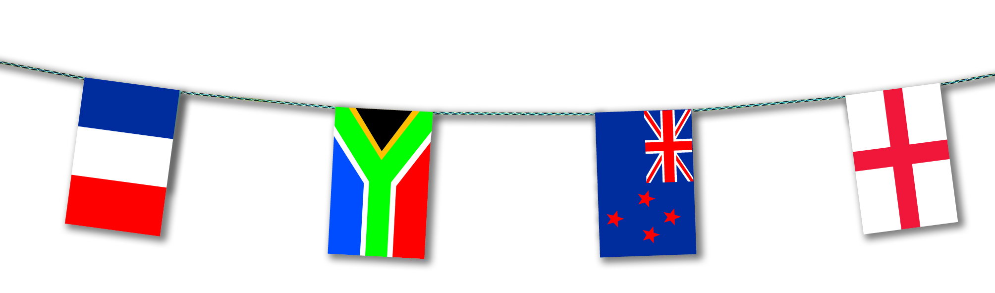 Guirlande drapeaux pays participants coupe du monde rugby 2019 en plastique