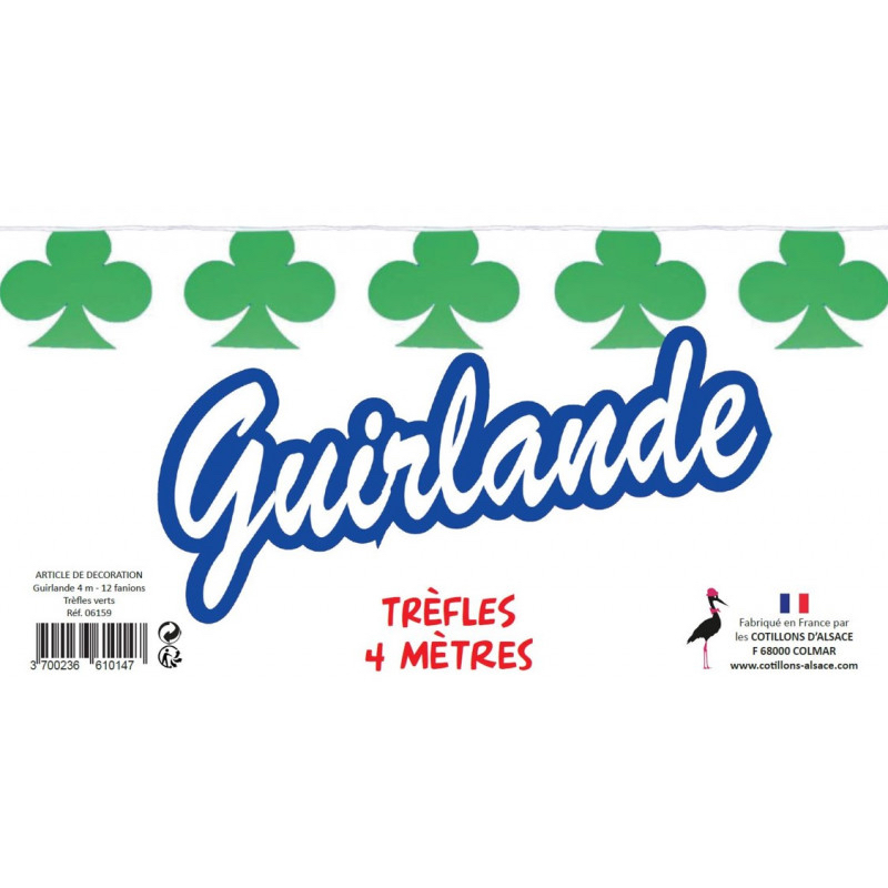 Guirlande Saint Patrick 12 trèfles pas cher