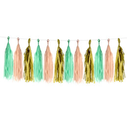 guirlande tassel or vert orange pas cher