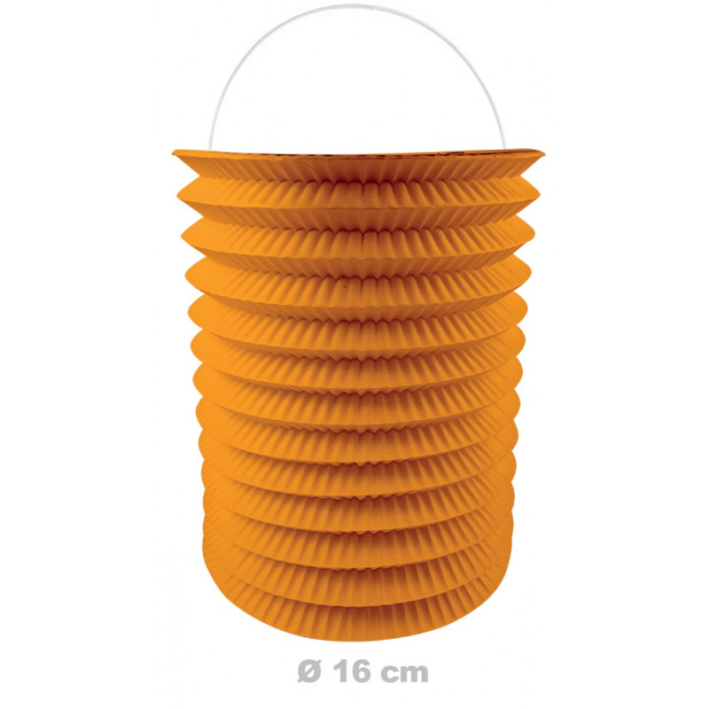 lampion cylindrique orange en papier 16 cm pas cher