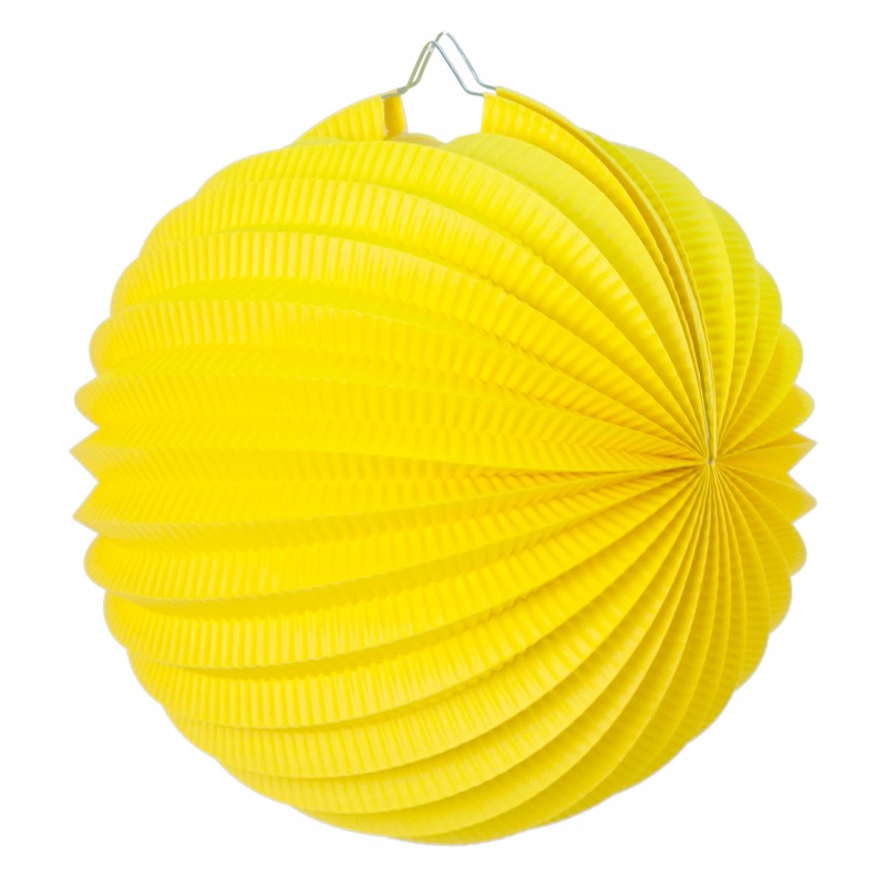 Lampion rond jaune en papier pas cher