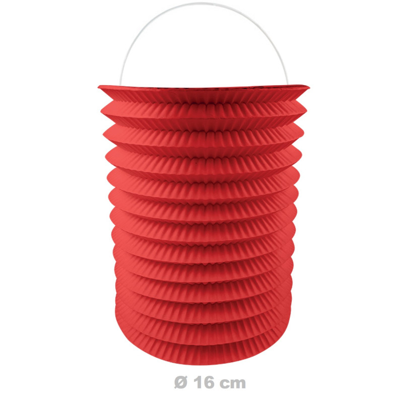 Lampion rouge cylindrique en papier pas cher