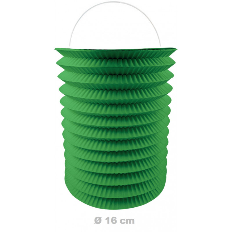 Lampion vert cylindrique en papier pas cher