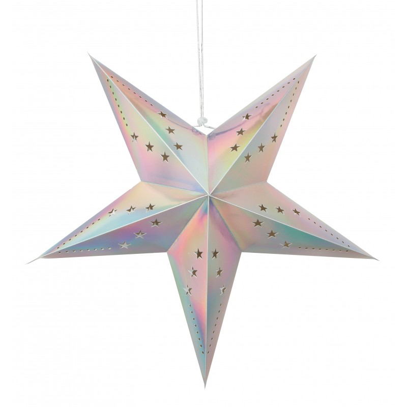 Lanterne étoile pastel irisée pas cher
