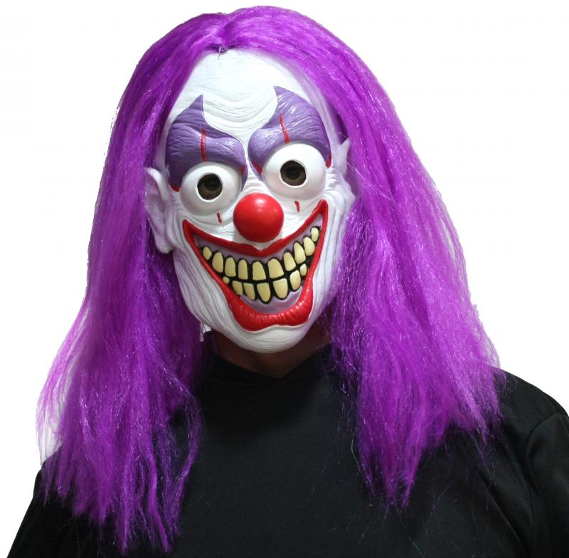 Masque de Clown effrayant complet avec cheveux pas cher