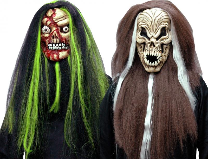 Masque Halloween souple avec cheveux bicolores pas cher
