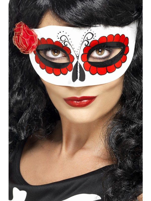 Masque Mexicain de la mort avec rose pas cher