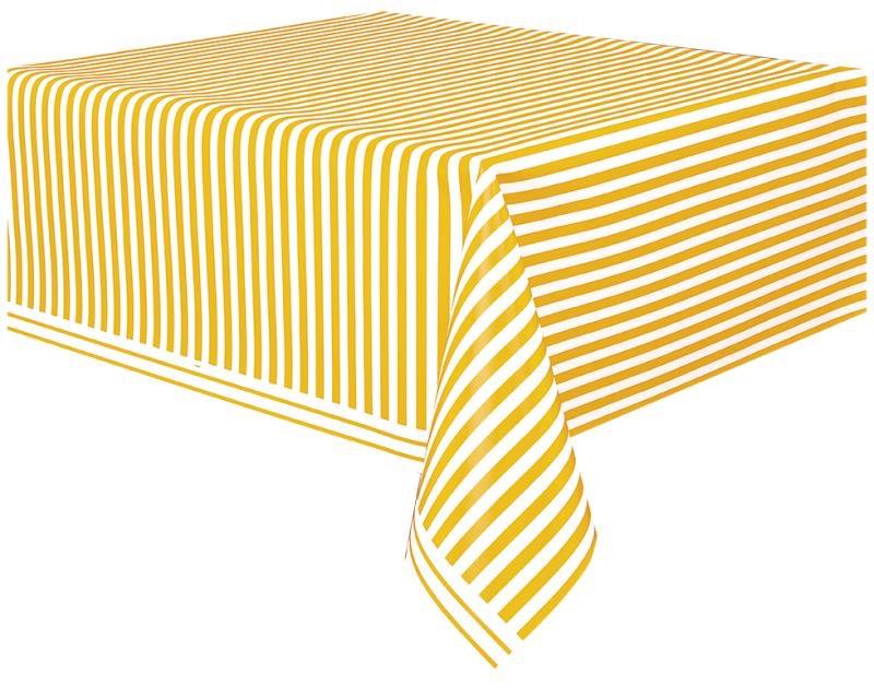 Nappe Plastique Rayée Jaune et Blanche pas cher