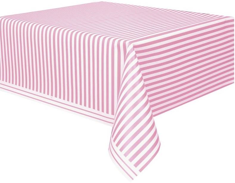 Nappe Plastique Rayée Rose et Blanche pas cher