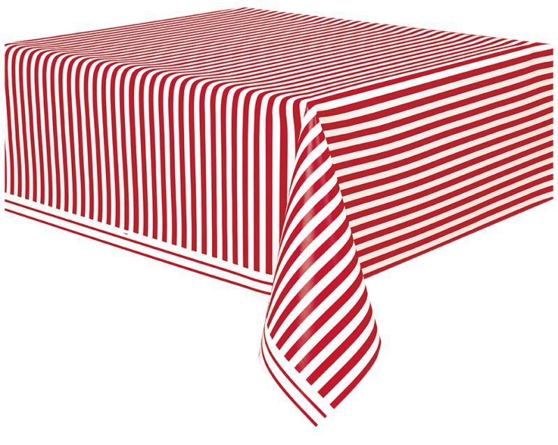 Nappe Plastique Rayée Rouge et Blanche pas cher