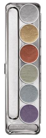 Palette maquillage fard à eau métallique 6 couleurs Kryolan