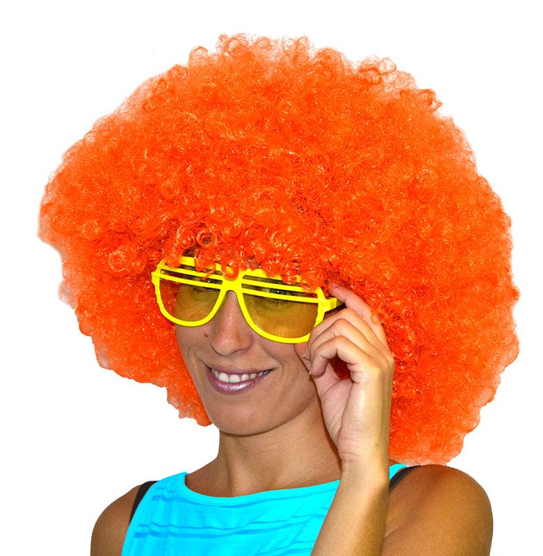 Perruque afro de couleur orange pour adulte