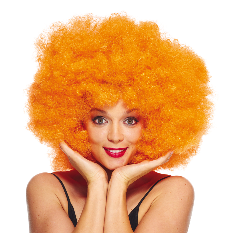 Perruque super afro orange  pas cher